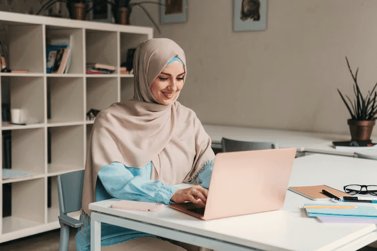 Woman using a laptop